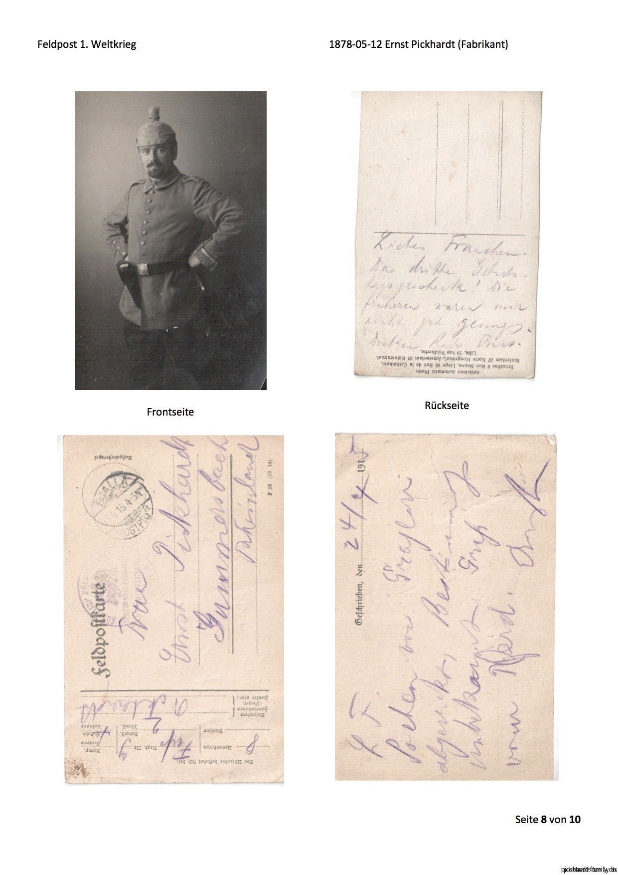 1914 Feldpost von Ernst Pickardt als Einjährig-Freiwilliger in Russland2